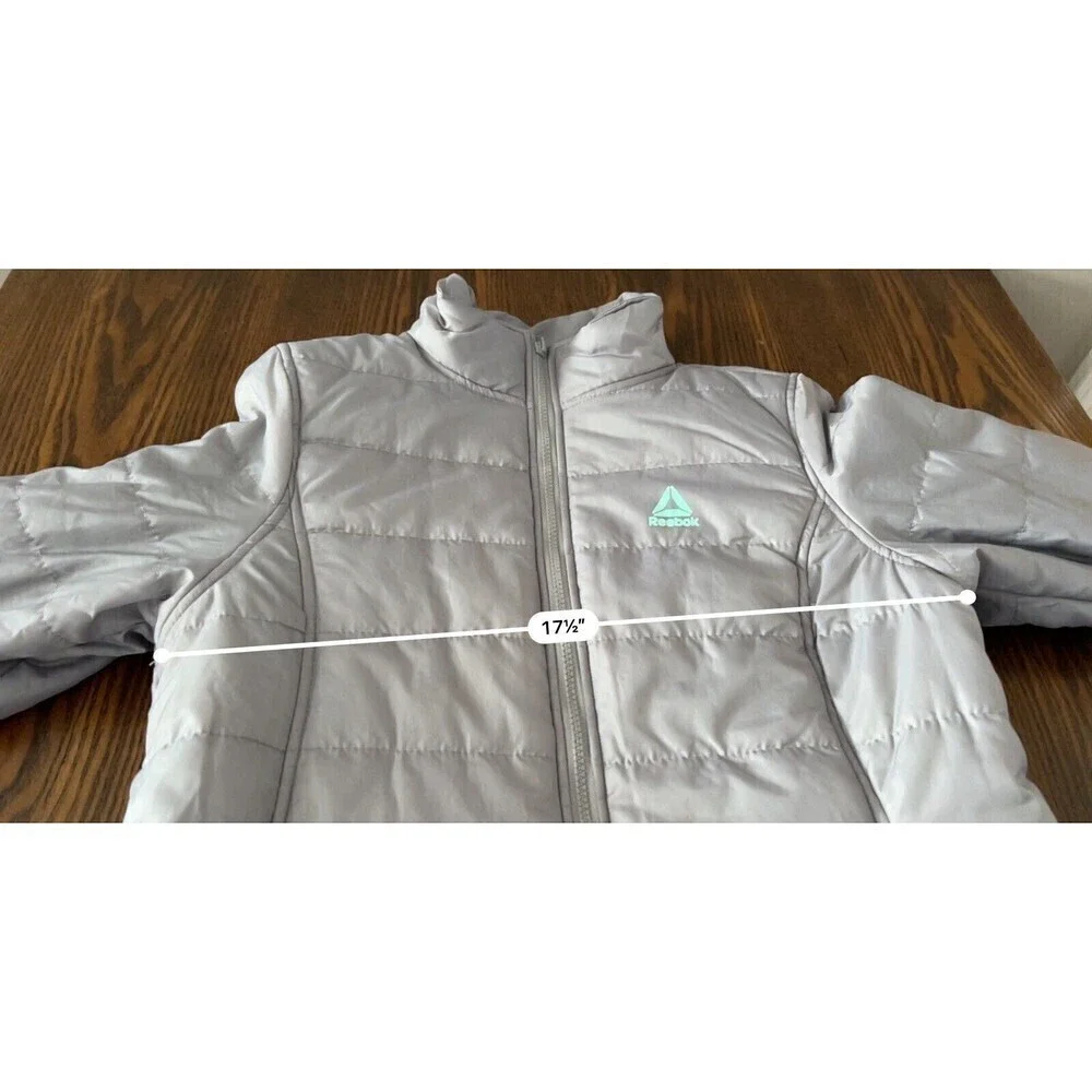 Reebok‎ Kids Unisex XL Plus 18 Gray Dalian Puffer Full Zip Coat Jacket Mock Neck
